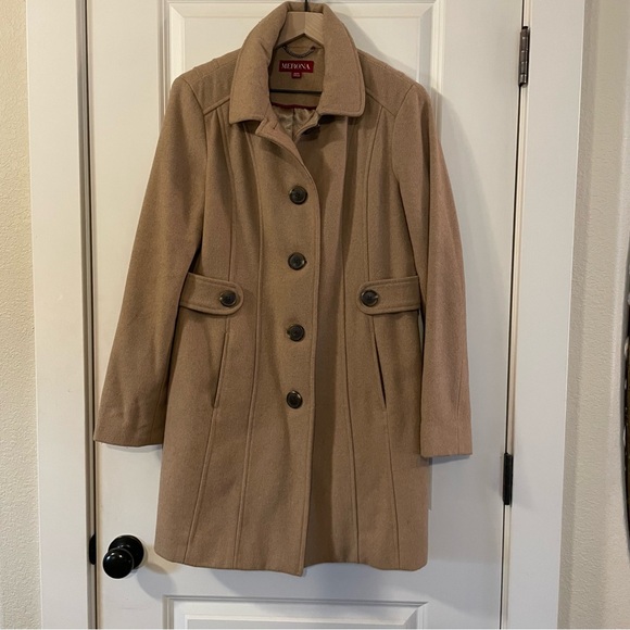 COPY - Women’s Merona Camel Wool/Polyester Blend Peacoat Medium - Picture 2 of 10